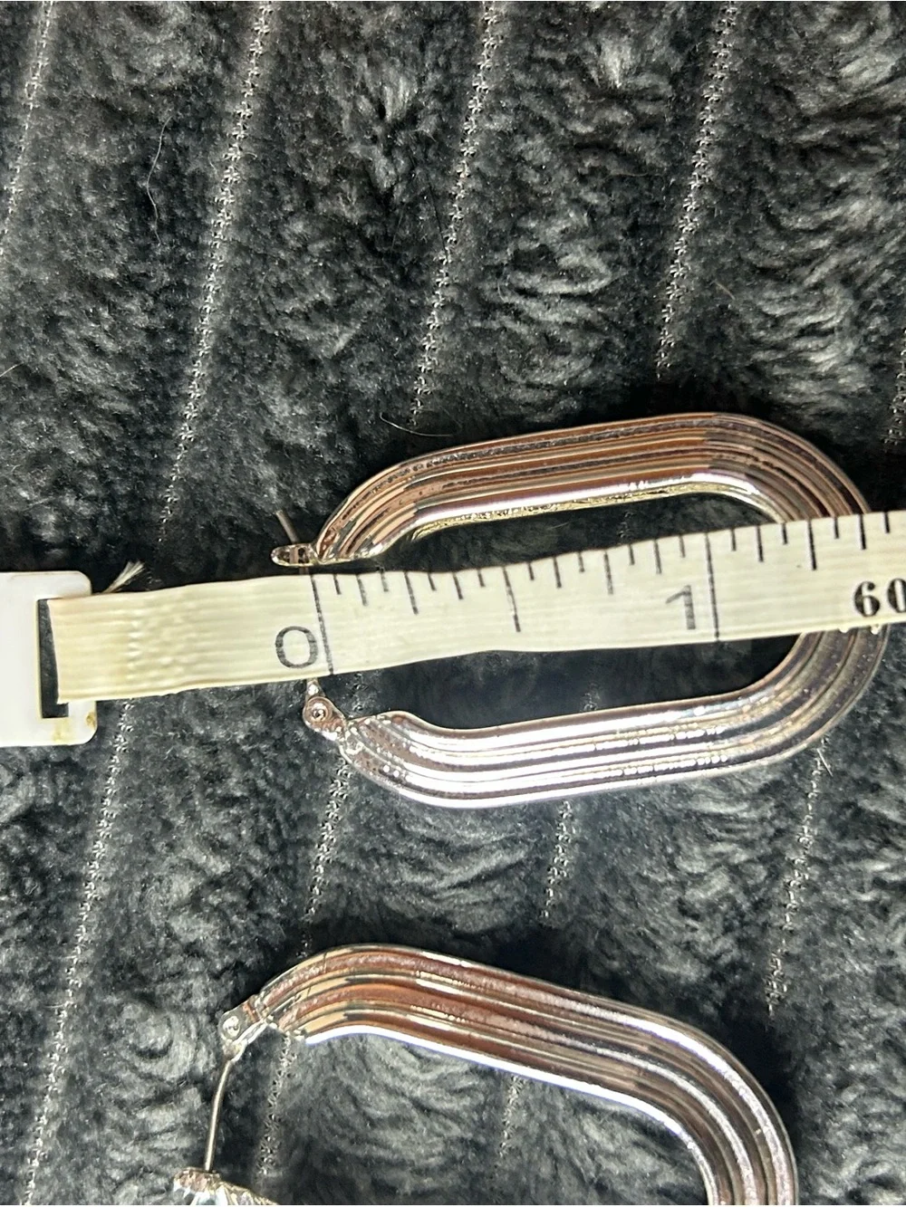 Chunky Silver Oval Hoop Earrings